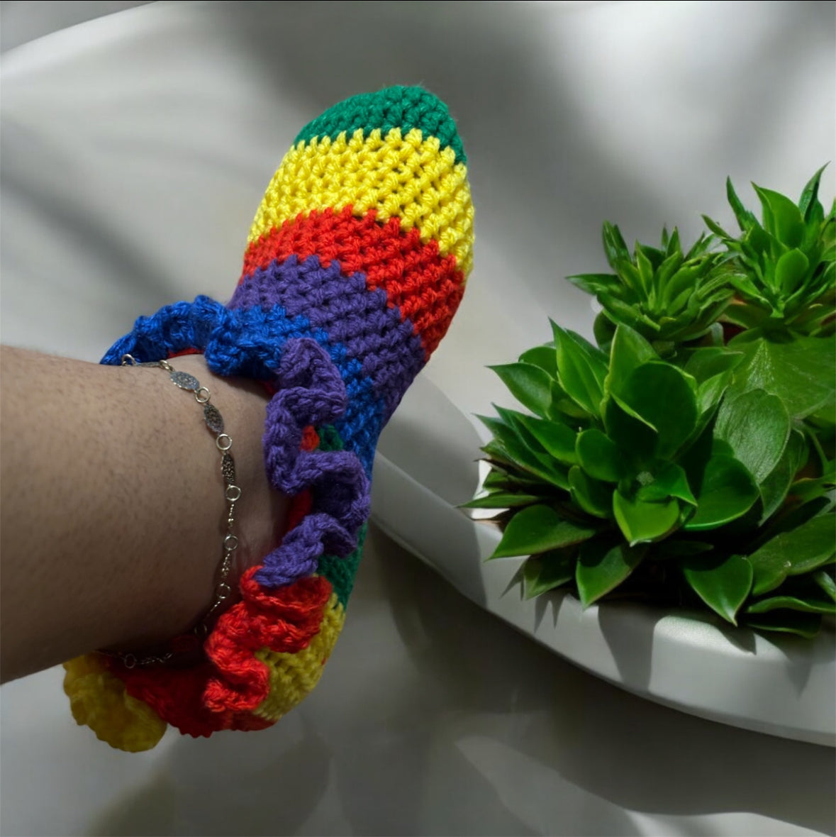 Crochet Rainbow Footies