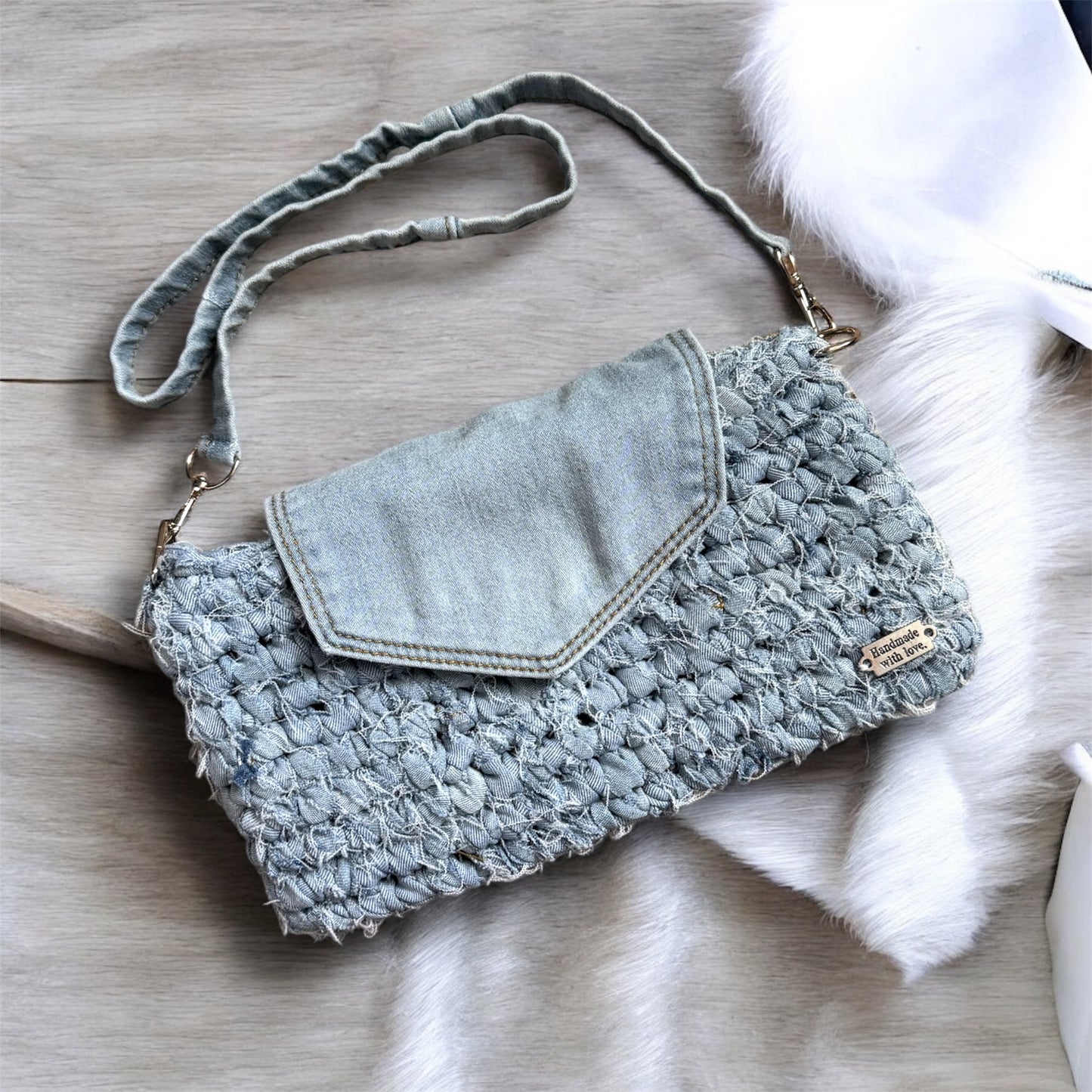 Crochet Denim Purse