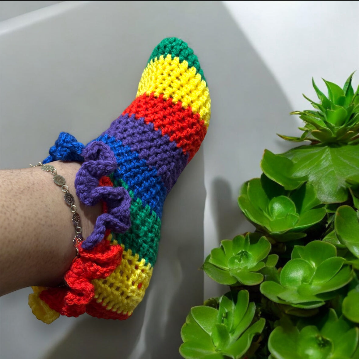 Crochet Rainbow Footies