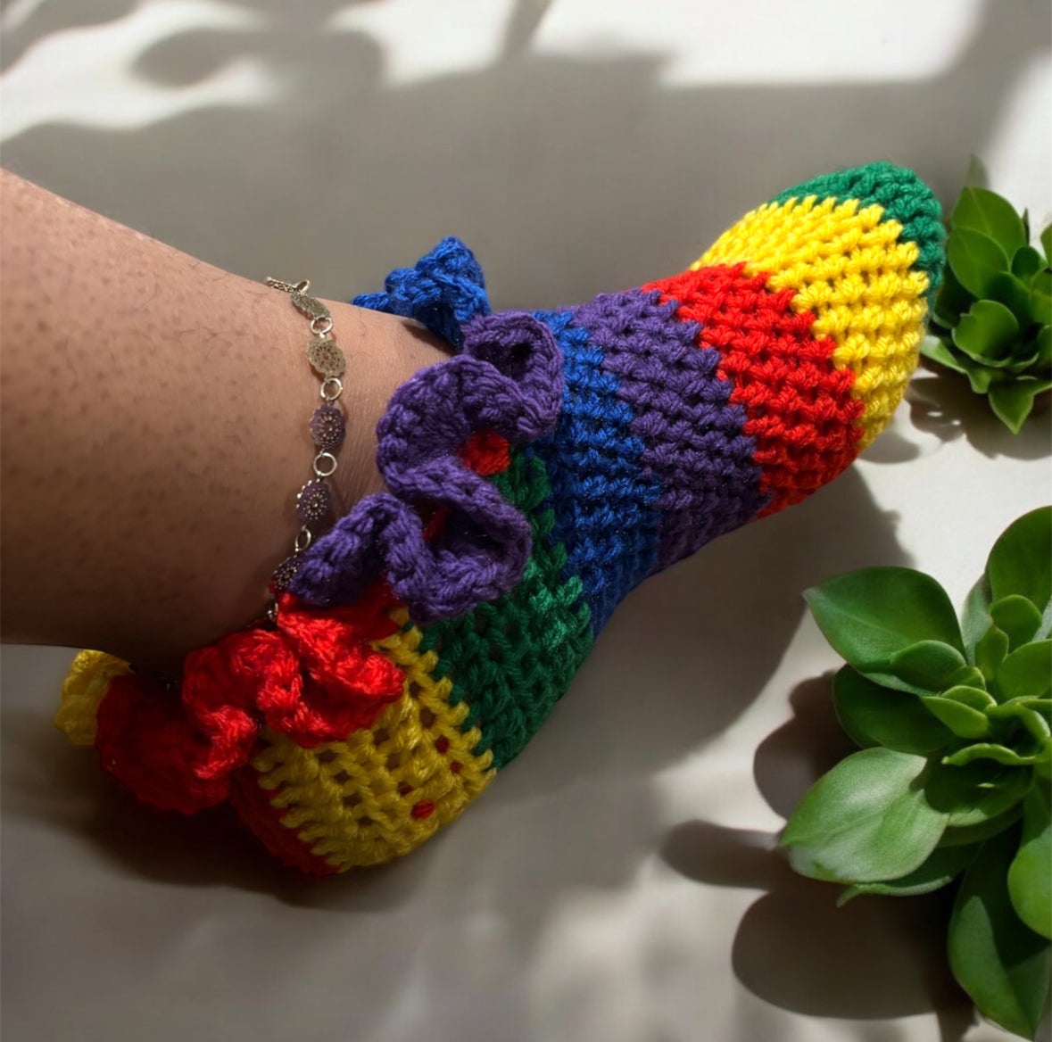 Crochet Rainbow Footies